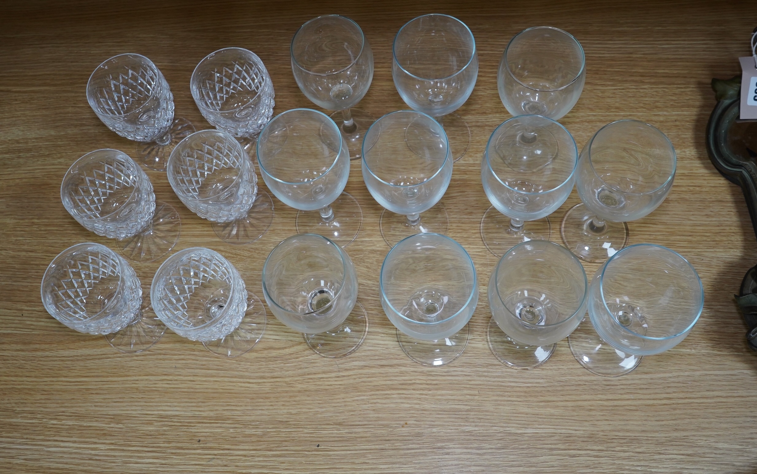 Waterford glassware, set of six and eleven other wine glasses. Condition - good